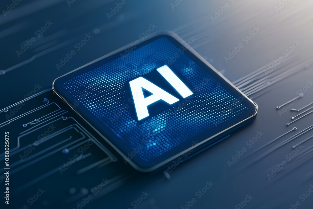 Poster ai abbreviation artificial intelligence. backdrop with selective focus and copy space