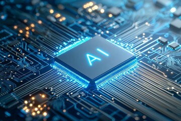 AI abbreviation artificial intelligence. Backdrop with selective focus and copy space