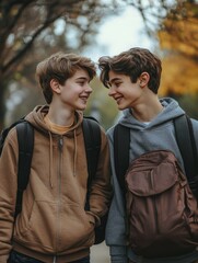 Fototapeta premium Friendship and Travel Memories - Young Adults Sharing a Moment of Joy