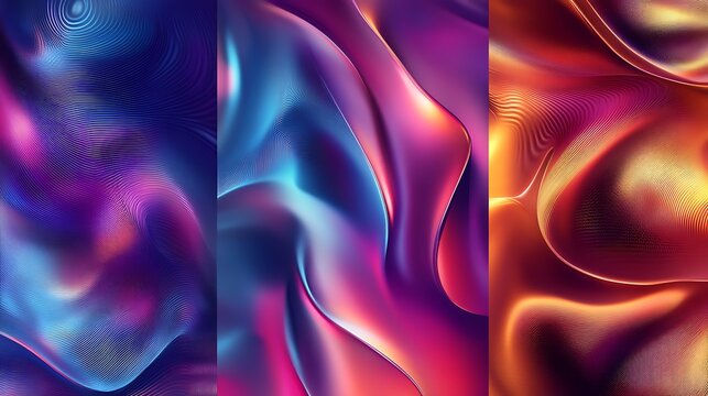 Metallic abstract patterns with a futuristic glow and sleek gradients 