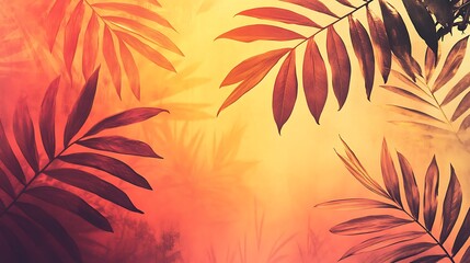 Warm gradient tones with faint tropical leaf patterns for a subtle summer aesthetic 