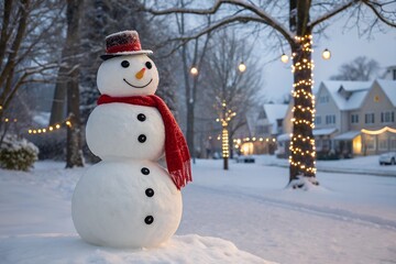 Fototapeta premium Happy Snowman in Winter Wonderland