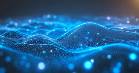 A blue wave with many small dots on it