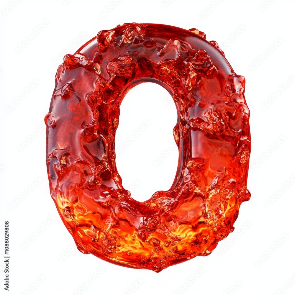 Poster striking letter o designed using rich red brown blood like splash pristine white backdrop emphasizin