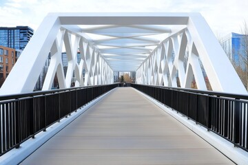 A bridge with abstract asymmetrical supports creating an artistic perspective