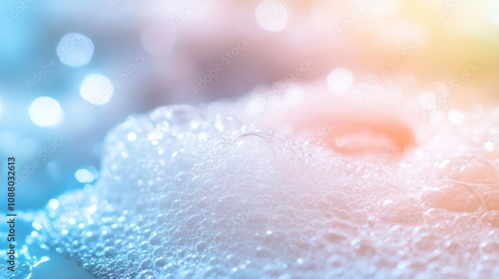 Poster soap is surrounded by bubbles as it is rinsed clean under a stream of running water in a bright sett