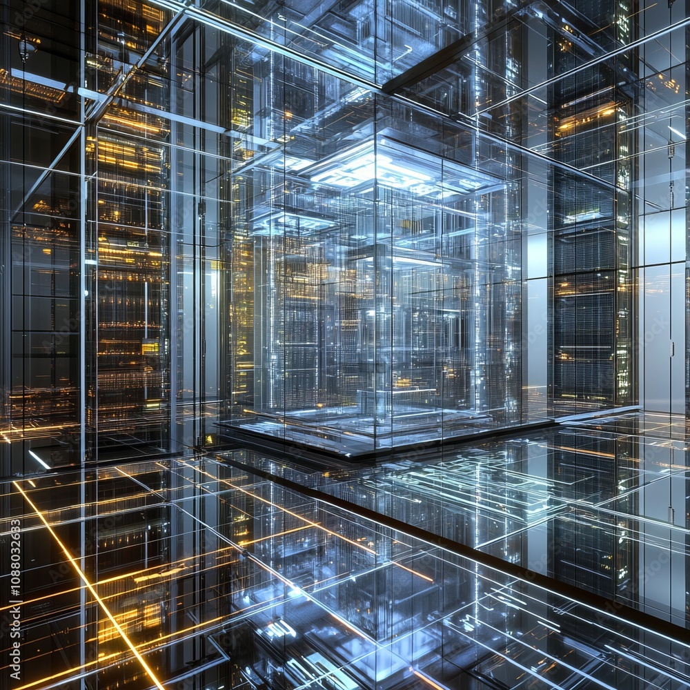 Aufkleber innovative blockchain server room infrastructure high-tech facility digital architecture modern envi