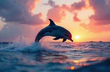 dolphin jumping at sunset © Mostfa