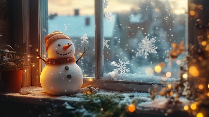 Snowman Christmas Elf in Lights Wallpaper.

