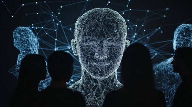 People engage with an abstract AI system, highlighting the intersection of technology and human interaction during a collaborative event. Generative AI