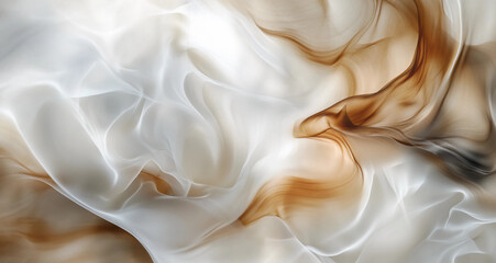 A painting of a white and brown swirl with a brown and white background