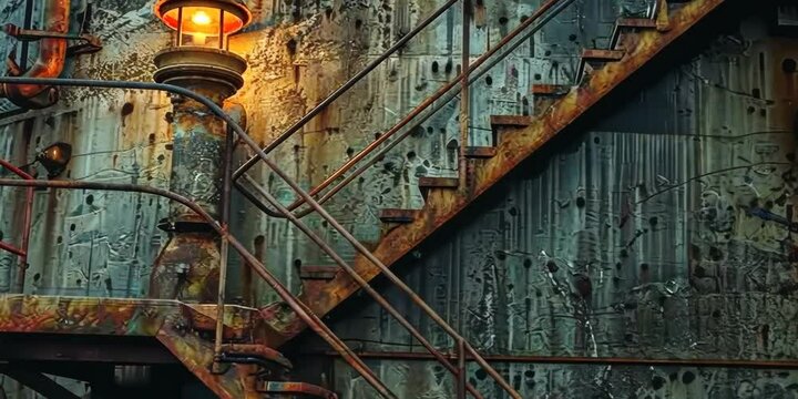 Forgotten lighthouse with broken light and rusted stairs, 4K , Video