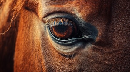  Close up of a beautiful horse's eye. Picture created with watercolor.