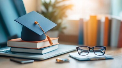 Futuristic E Learning Concept with Vibrant Glowing Shapes Symbolizing Online Education Technology