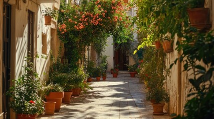 Naklejka premium A Picturesque Alleyway in a Mediterranean City