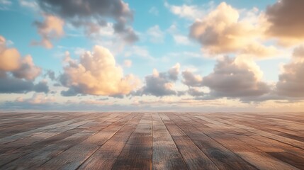  Fondo con suelo de madera y cielo.
