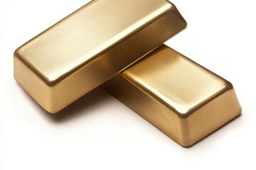 Stacked Gold Bars on White Background	