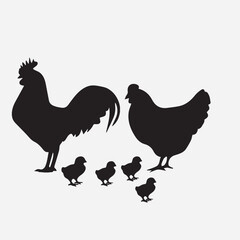 hen and rooster, Chicken silhouette 