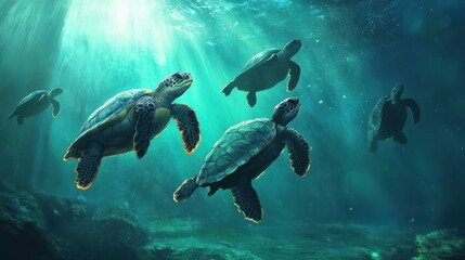 Majestic Sea Turtles Underwater Symphony