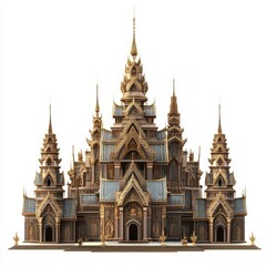 Fototapeta premium Stunning ornate temple with intricate spires and golden accents.