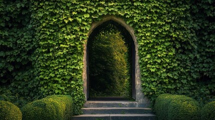 Stone Archway Covered in Ivy