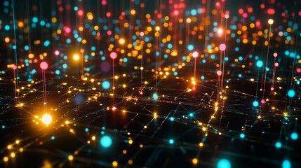 Fototapeta premium A conceptual representation of AI personalization, with glowing interconnected nodes representing different user interests.