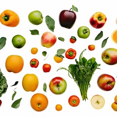 Healthy food background. Healthy food in paper bag vegetables and fruits on white. Food delivery, shopping food supermarket concept