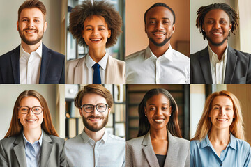 Smiling diverse business people group headshots portraits horizontal banner collage. Multiracial professional executives faces montage, human resource concept, multiethnic team people look at camera