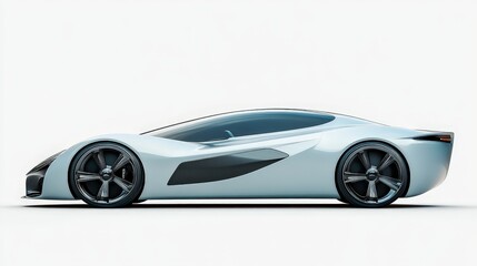 Fototapeta premium A futuristic concept car with smooth, aerodynamic lines, isolated on a white background