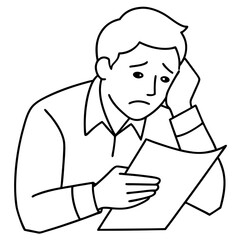 frustrated man checking paperwork