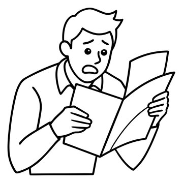 recommend clip art: frustrated man checking paperwork