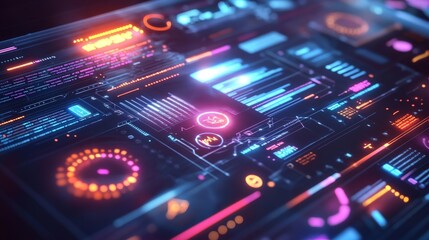 A holographic interface showing a personalized AI-generated daily schedule, glowing softly with different task highlights.