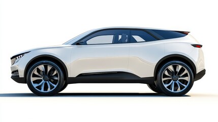 Fototapeta premium A luxury electric SUV, parked and ready for a smooth ride, isolated on a white background
