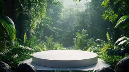 Jungle backdrop with empty round platform.