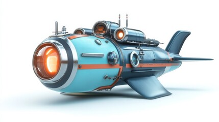 A mini submarine used for underwater exploration, isolated on a white background