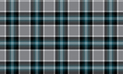 Fototapeta premium Plaid fabric pattern, gray, black, green, white, seamless for textiles, and for designing everyday clothes, skirts, pants or decorative fabrics. Vector illustration.