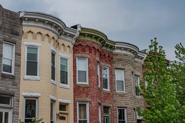 Fototapeta premium Hampdens Row Homes on a Spring Afternoon, Baltimore Maryland USA