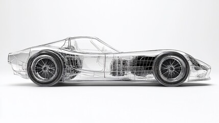 Fototapeta premium Here's a description for your stock photoTransparent sports car design, side view.