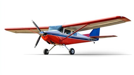 A small propeller airplane, ideal for short-distance flights, isolated on a white background