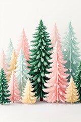 Obraz premium Colorful Winter Forest Scene with Stylized Trees in Pastel Shades