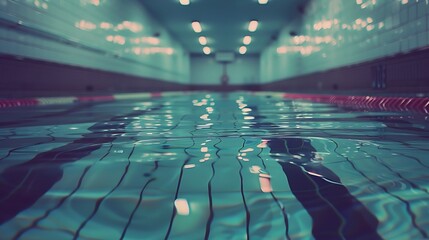 Fototapeta premium Swimming pool with water splashes, close up of water