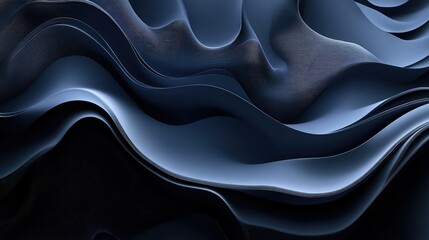 Obraz premium Abstract dark blue wavy 3D render.