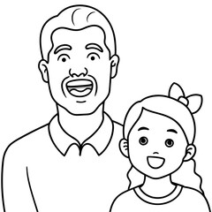 happy father and daughter make funny