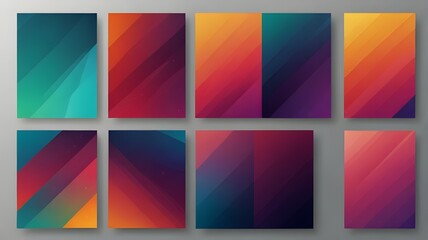 Vector collection for a modern gradient poster background. A minimalist cover template with a collection of geometric prism shapes with a colorful perspective. Perfect layout for flyers, banners, cove