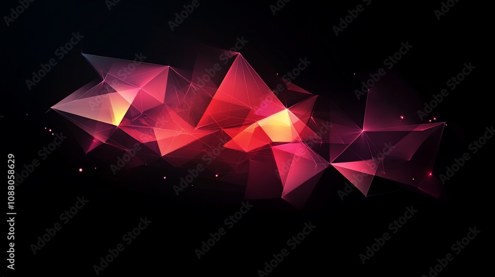 Poster here's a description for your image following your specifications abstract red and pink geometric sh