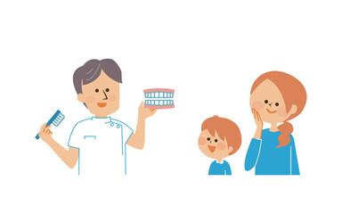 小児歯科　歯磨きの指導のイメージイラスト
