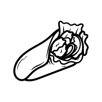 recommend clip art: burrito mexican food isolated drawing coloring line art style sketch classic vintage design illustration