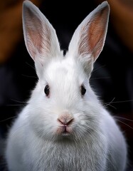 beautiful white bunny, detail of the face, AI generated