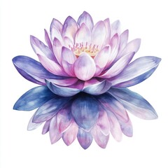 Beautiful watercolor lotus flower in shades of purple and pink, radiating tranquility and elegance.