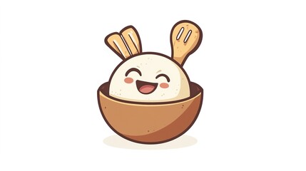 Cute pastry logo with playful design, featuring delightful details and sweet colors, set against a clean white background for a fun and appealing visual.